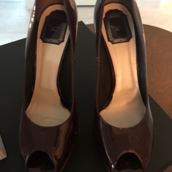 Christian Dior Burgundy open toe pumps - Picture 1 of 5